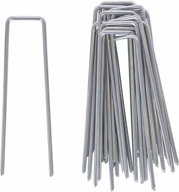 Harbour Housewares 80 Pack Silver Metal Weed Membrane Pegs, 4mm (12 gauge), 15cm
