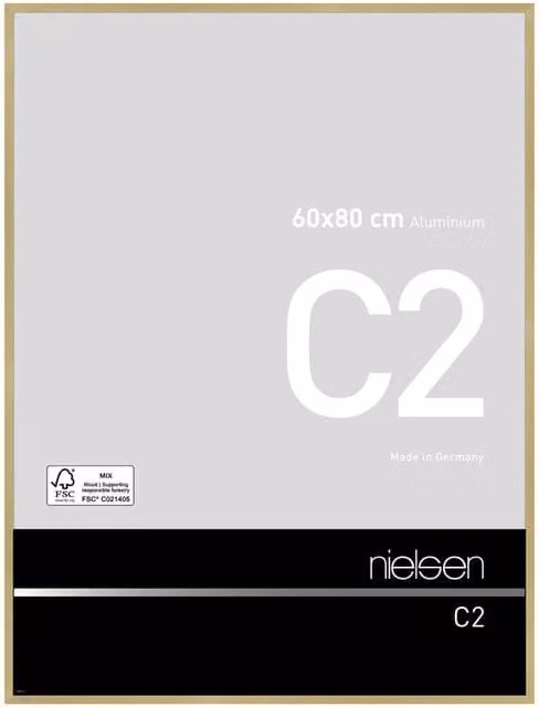 Nielsen Design C2 Aluminium Minimalist Picture Frame in Gold with Float Glass, W: 60 cm, H: 80 cm