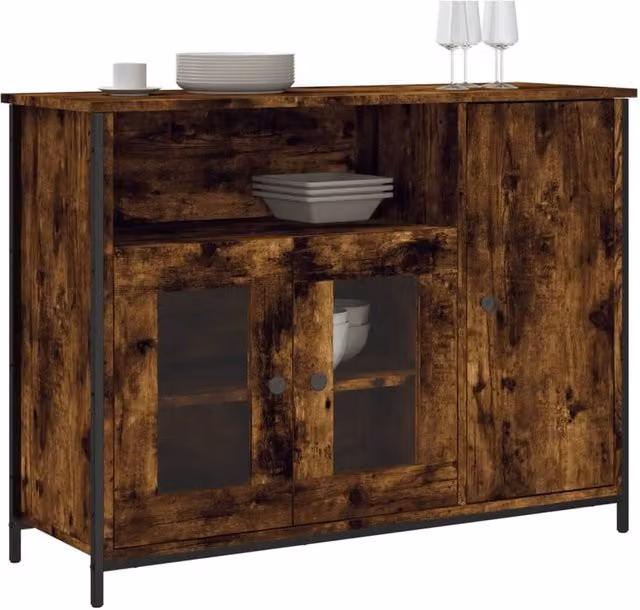Berkfield Home Smoked Oak Sideboard in Brown, W/D/H: 100 x 35 x 75 cm – 1