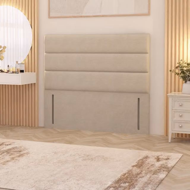 Somnior Beds Ltd Horizona Tweed Fabric 54 Inch Floor Standing Upholstered Headboard in Natural Beige and Yellow, King Size