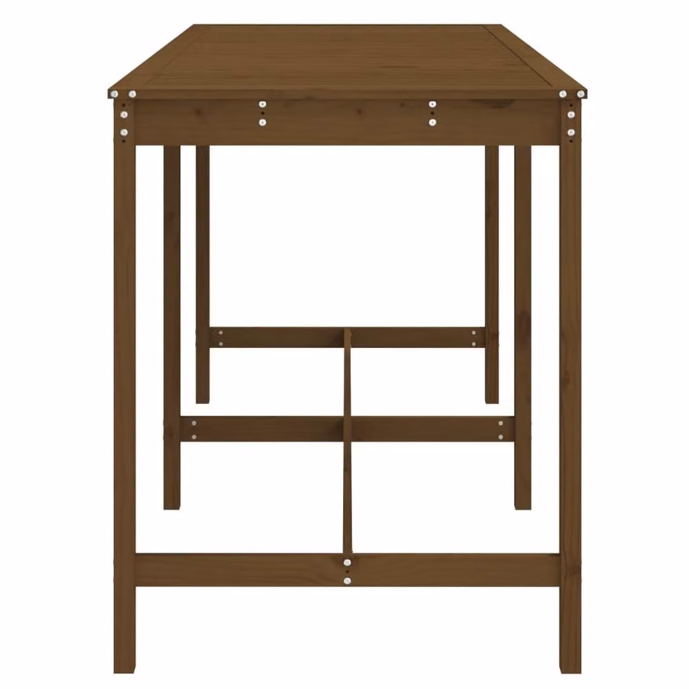 Berkfield Home Rustic Rectangular Garden Table in Brown Solid Pine, W/D/H: 203.5 x 90 x 110 cm – 4