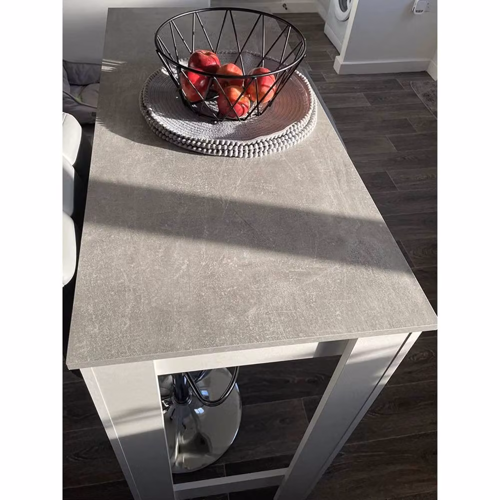 Kelvenix Modern Tall Dining Bar Table with 4 Shelves in White and Grey – 2