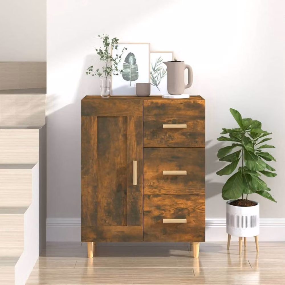 Berkfield Home Smoked Oak Sideboard in Brown, W/D/H: 69.5 x 34 x 90 cm – 2