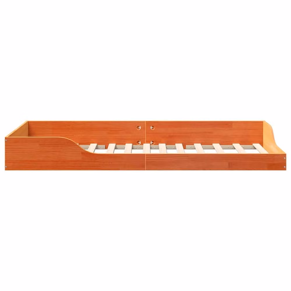 Berkfield Home Modern Floor Bed Frame in Waxed Brown and Orange Solid Pine Wood, W/D/H: 100 x 200 cm – 3