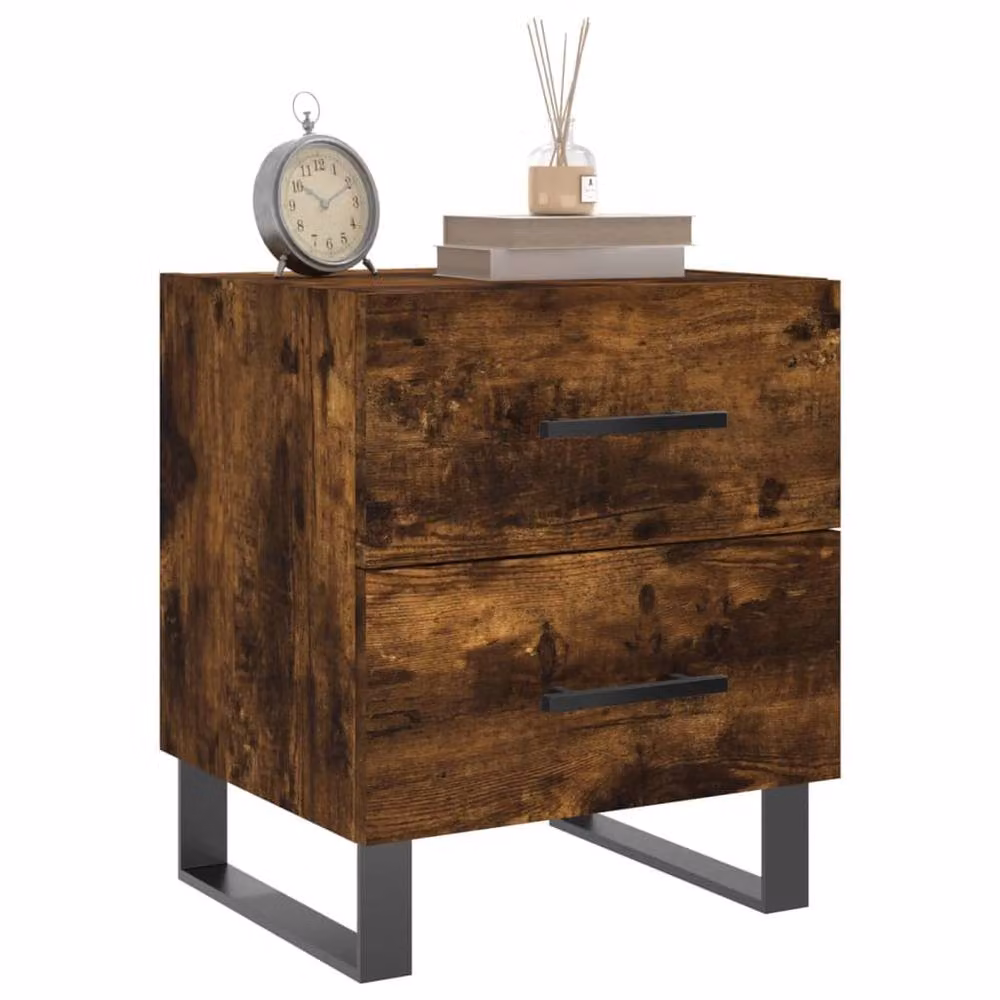 Berkfield Home Smoked Oak Bedside Cabinet, Brown, W/D/H: 40 x 35 x 47.5 cm – 3