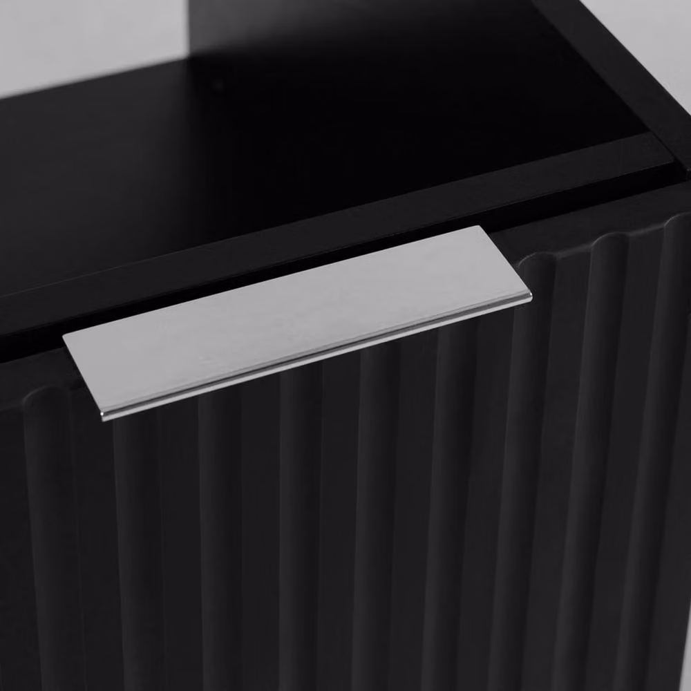 Heze Furniture Flow 1 Door Fluted Bathroom Vanity Cabinet with Worktop in Black – 3