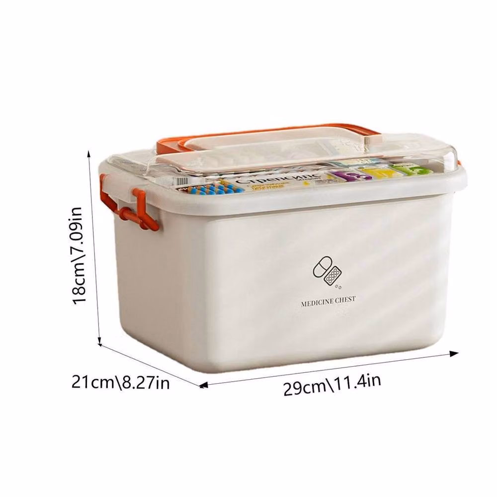 SPETLEK Large Medicine Storage Box with Lid in Red and White – 2