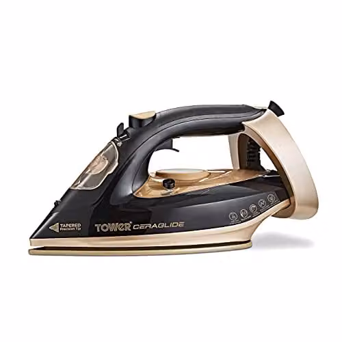 Tower Steam Iron with Ceramic Non-Stick Soleplate, Gold and Black (T22021GLD) – 1