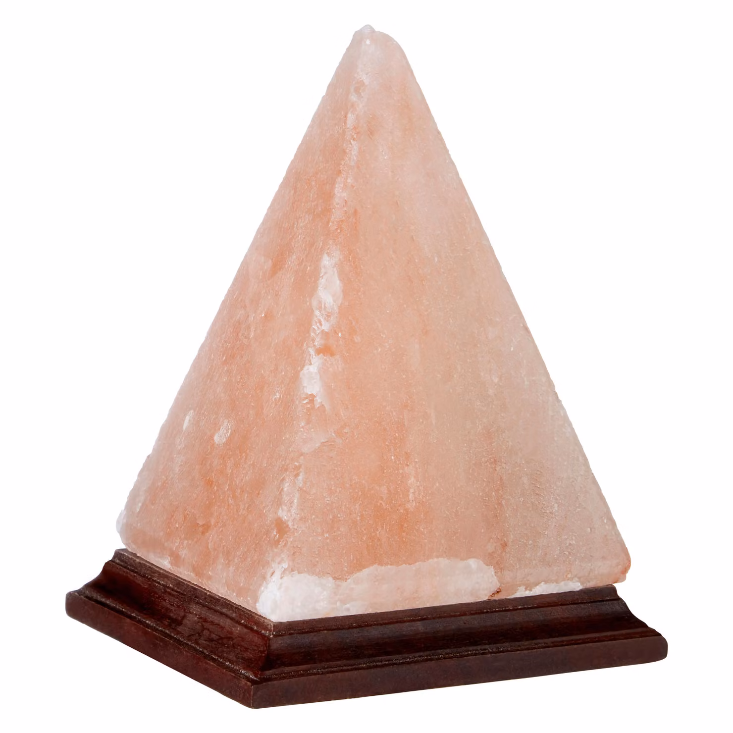 Orsina Hand-Carved Nepal Pyramid Himalayan Salt Lamp with Wooden Base in Orange and Pink – 2