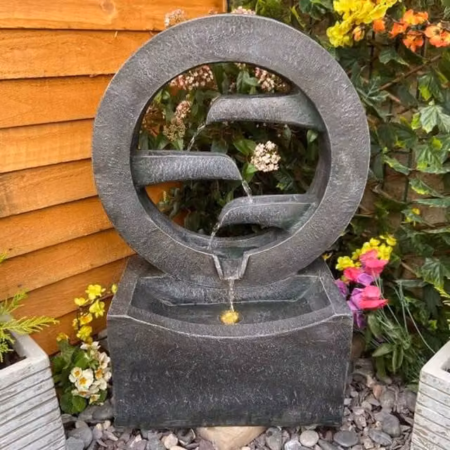 Tranquility Eclipse Oriental Solar Cascade Water Feature in Grey Stone
