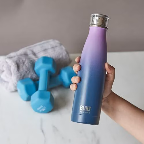 BUILT New York Perfect Seal Leakproof Insulated Stainless Steel Water Bottle, 480 ml, Pink and Blue Ombre – 4