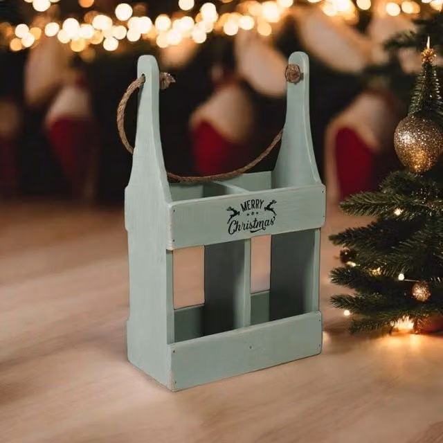 Minster 2 Bottle Wine Holder in Rustic Green, W: 21 cm, D: 10 cm, H: 39 cm