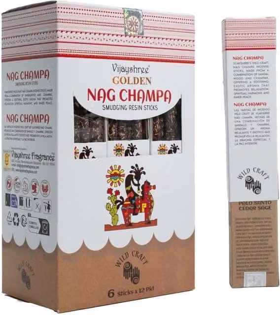 KDMD Golden Nag Champa Smudging Resin Incense Sticks, 30g, Brown, Floral and Woody Scent – 1