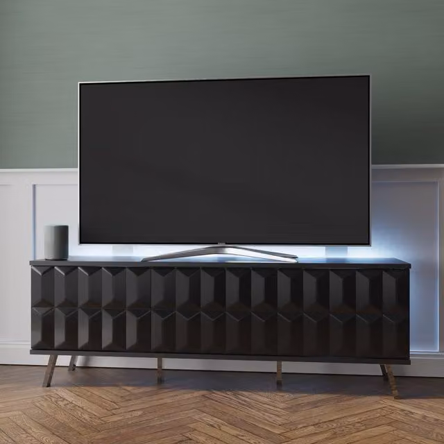 Frank Olsen Furniture Elevate 1500 Modern Glossy Black Metal TV Unit