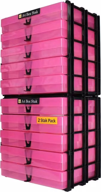 WestonBoxes A4 Craft Storage Unit with 2 Boxes, Pink, W: 30.4 cm, D: 23.5 cm, H: 55.0 cm – 1