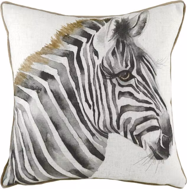 Make it a Home Safari Zebra Square Cushion in White Polyester