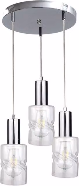 Netlighting Cross Cluster Pendant Ceiling Light in Silver with 3x E27 Glass Bulbs, Diameter: 30 cm
