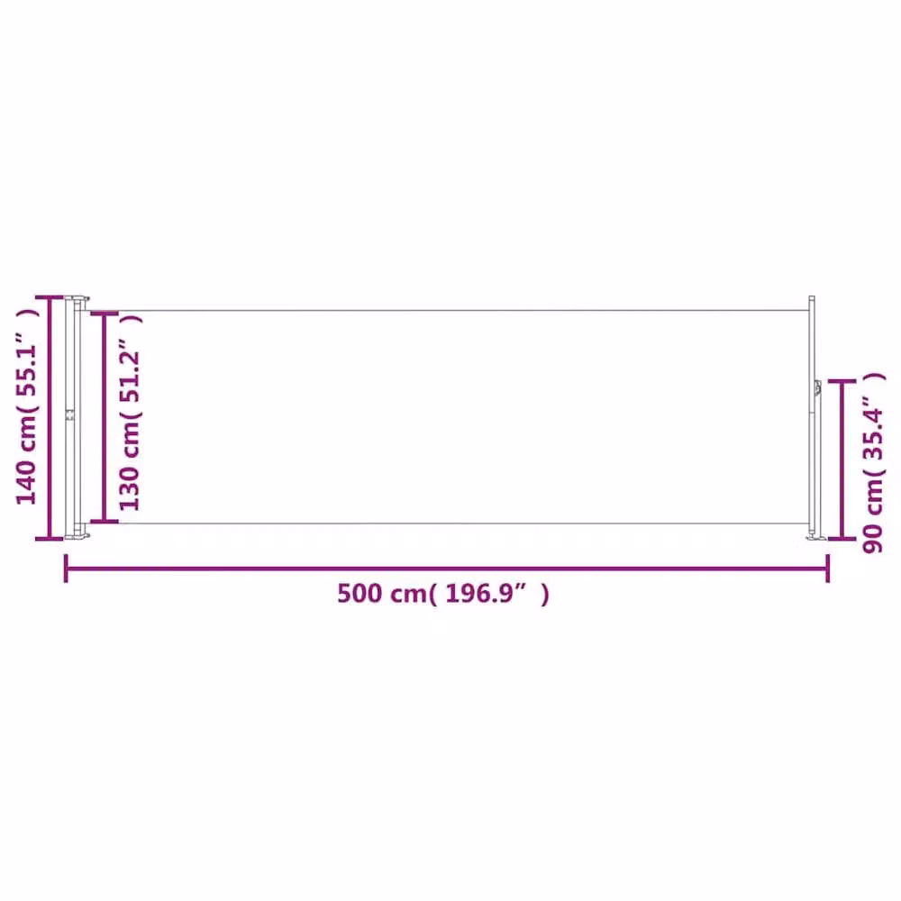 Berkfield Home Retractable Side Awning in Grey, W/D/H: 500 x 140 cm – 2