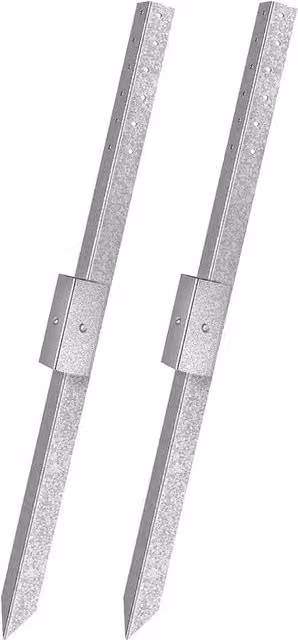 FLAVORA 2-Piece Galvanised Steel Wood Fence Post Repair Stakes in Silver, H: 120 cm, W: 3.2 cm