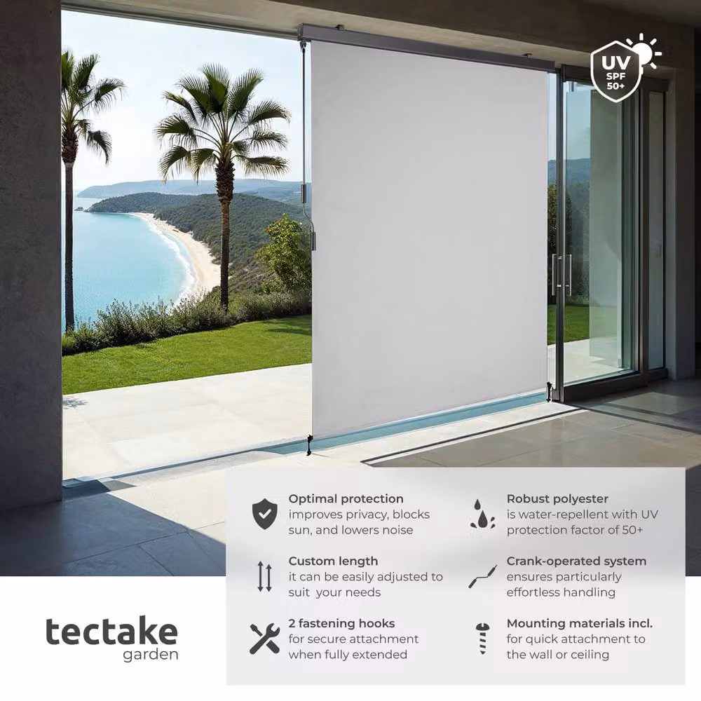 tectake Eloise Vertical Awning in Grey, W/H: 140 x 250 cm – 2