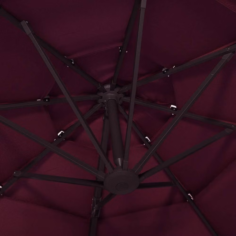 Berkfield Home 4-Tier Parasol with Aluminium Pole, Burgundy Red, W: 300 cm, D: 300 cm, H: 247 cm – 4