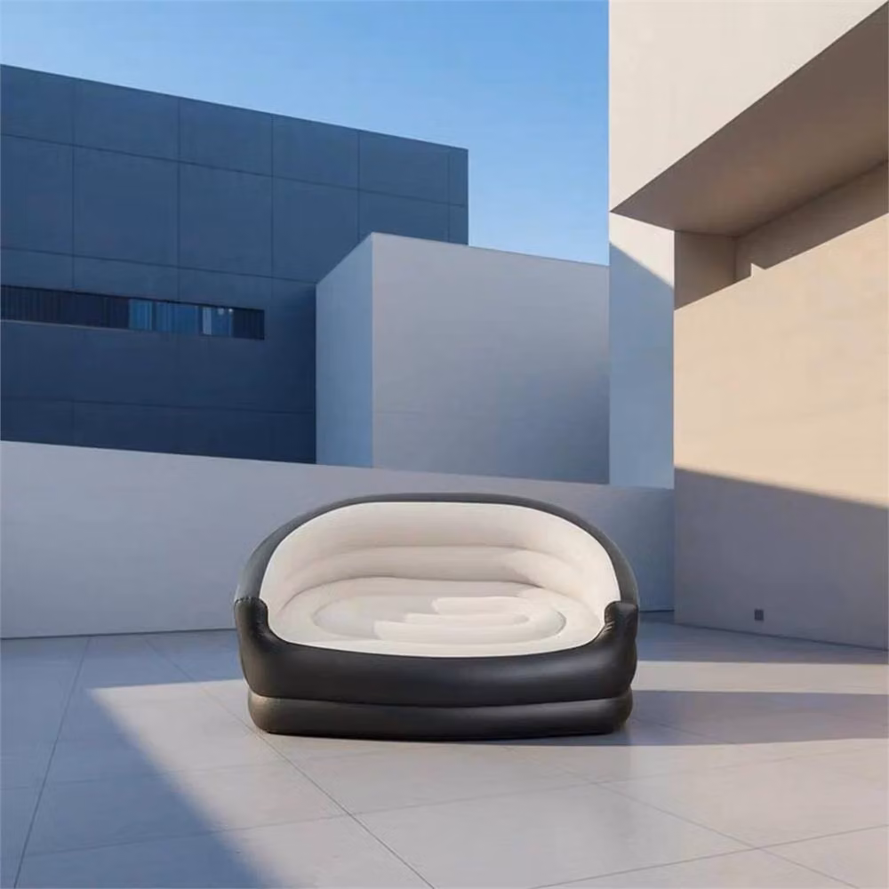 Kelvenix Deluxe 2 Person Inflatable Sofa Couch with Flocked Surface, Black – 4