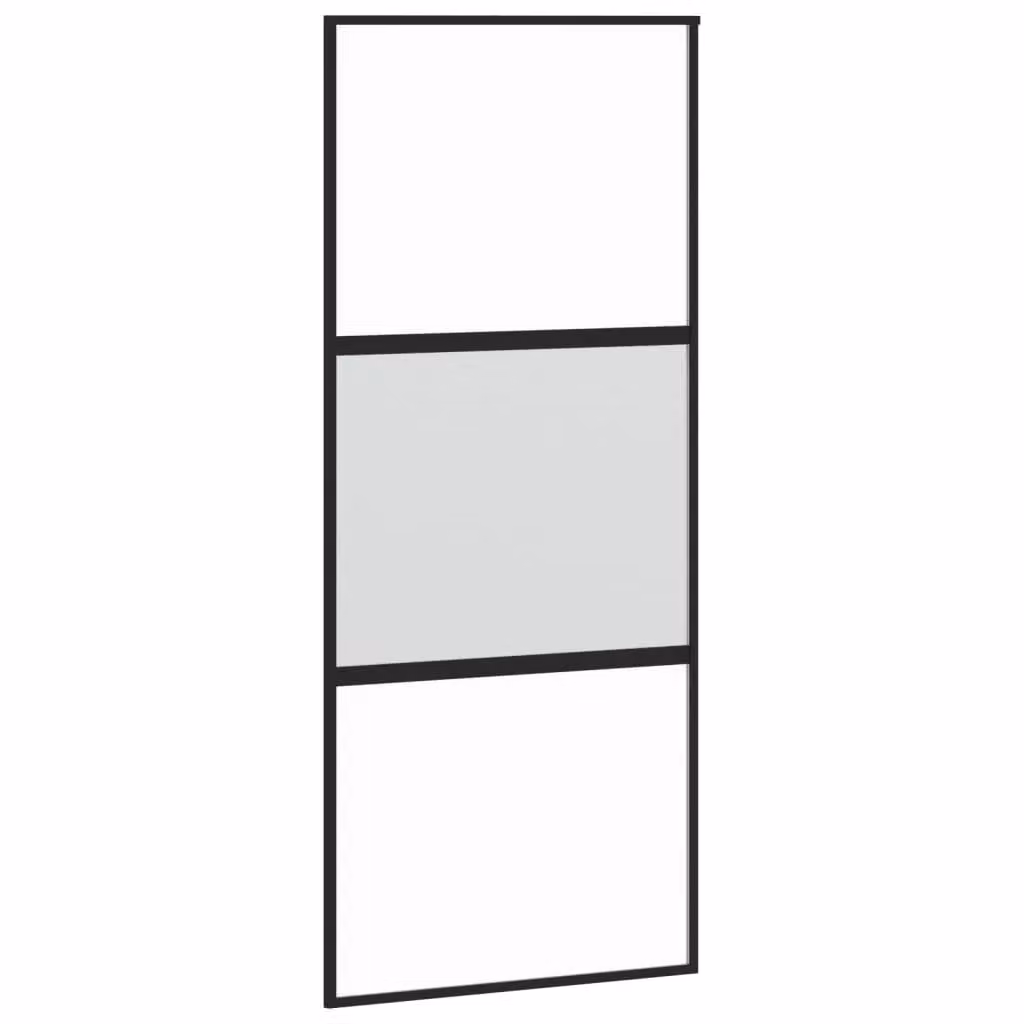 Berkfield Home Minimalist Sliding Door in Black with Transparent Tempered Glass and Aluminium, W: 90 cm, H: 205 cm – 2