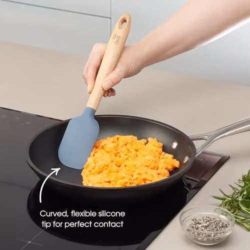 Zeal Blue Silicone Spatula with Wood Handle, 25 cm, Non-Scratch and Heat-Resistant – 2