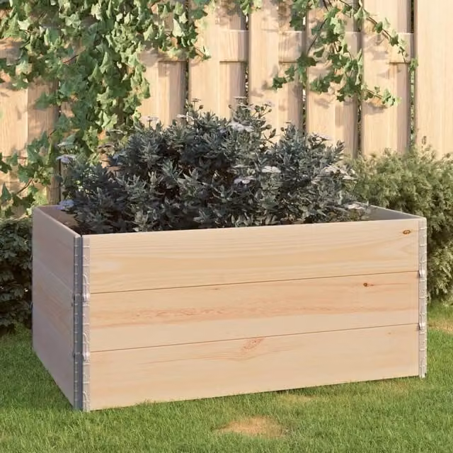 Berkfield Home Set of 3 Solid Pine Wood Raised Beds in Brown, W: 120 cm, D: 80 cm