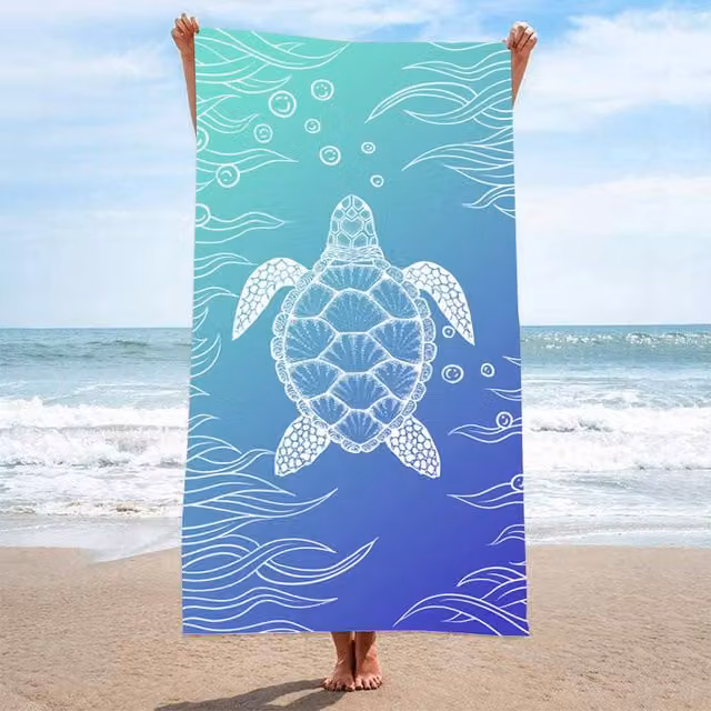 Ella Extra Large Quick-Drying Microfibre Beach Towel in Blue, W: 180 cm x H: 90 cm