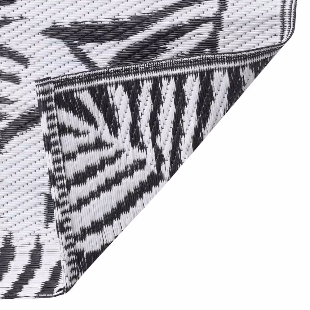 Berkfield Home Floral Outdoor Carpet in White and Black, W: 160 cm, L: 230 cm – 5