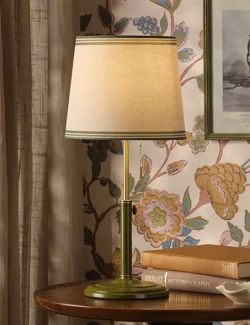 Joules Upton Metal Table Lamp in Green and Gold/Brass