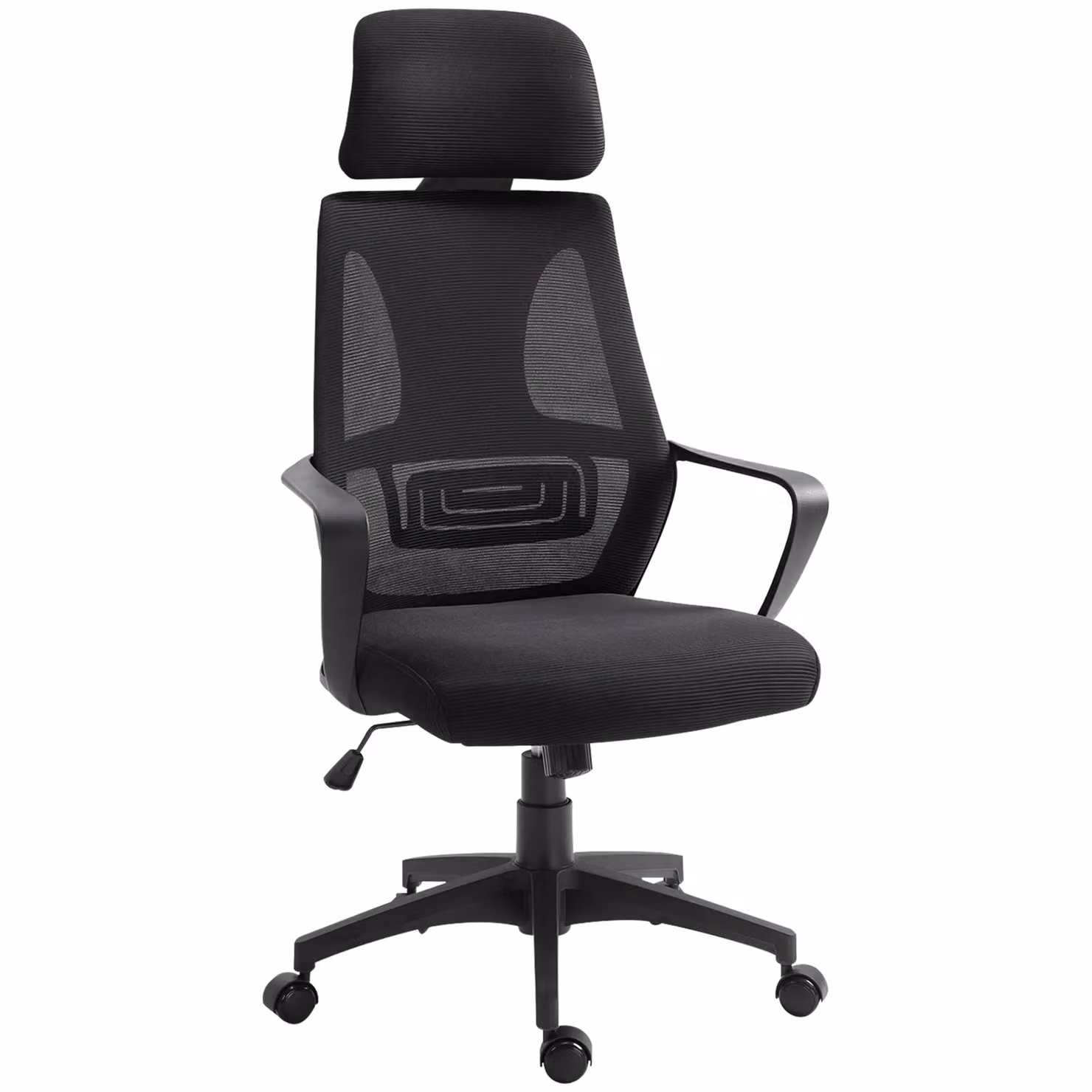 Vinsetto Black Mesh and Fabric Ergonomic Executive Office Chair with Headrest and 360 Degree Swivel – 2