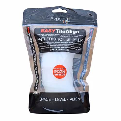 Azpects EASYTileAlign Reusable Anti-Friction Protective Shields for Tile Leveling, Pack of 100, Transparent – 1