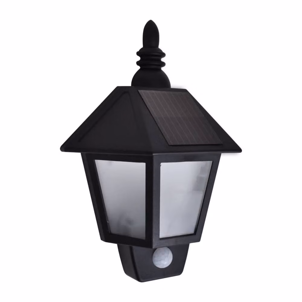 Berkfield Home Solar LED Wall Lamps with Motion Sensor, 2 Pack, Black – 3