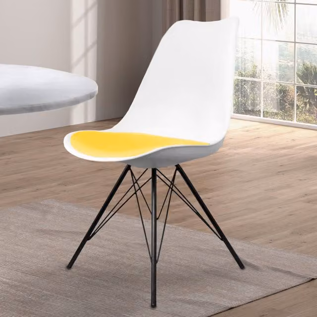 Fusion Living Soho Plastic Dining Chair with Black Metal Legs - Mid Blue