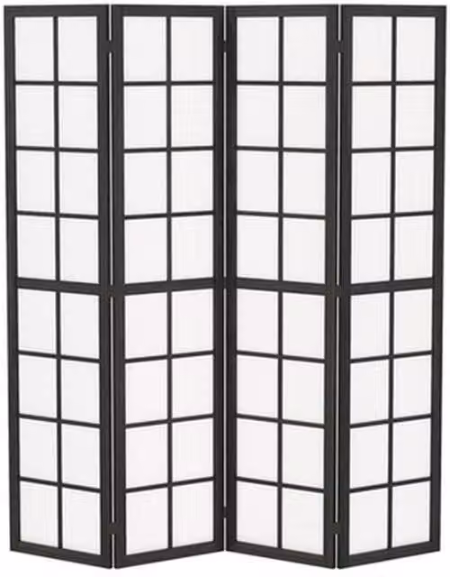 NESTLUNE 4 Panel Folding Indoor Room Divider in Black Geometric Wood Design