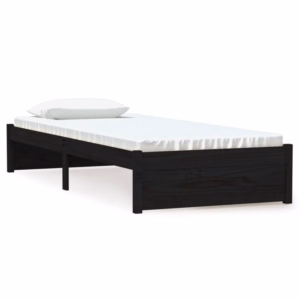 Berkfield Home Beautiful Small Single Bed Frame in Black Solid Pine Wood, W/D/H: 80 x 190 x 31 cm – 3