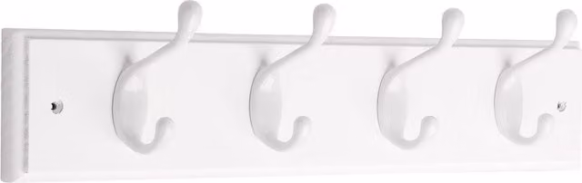 Decorails 4 Hook White Wood Rail