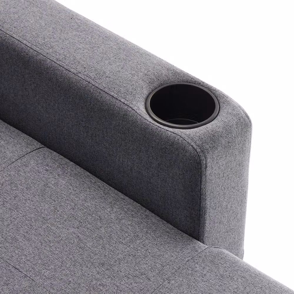 Rolipo Grey L-Shaped 3 Seater Corner Sofa Bed with Storage and Pull Out Drawer – 8