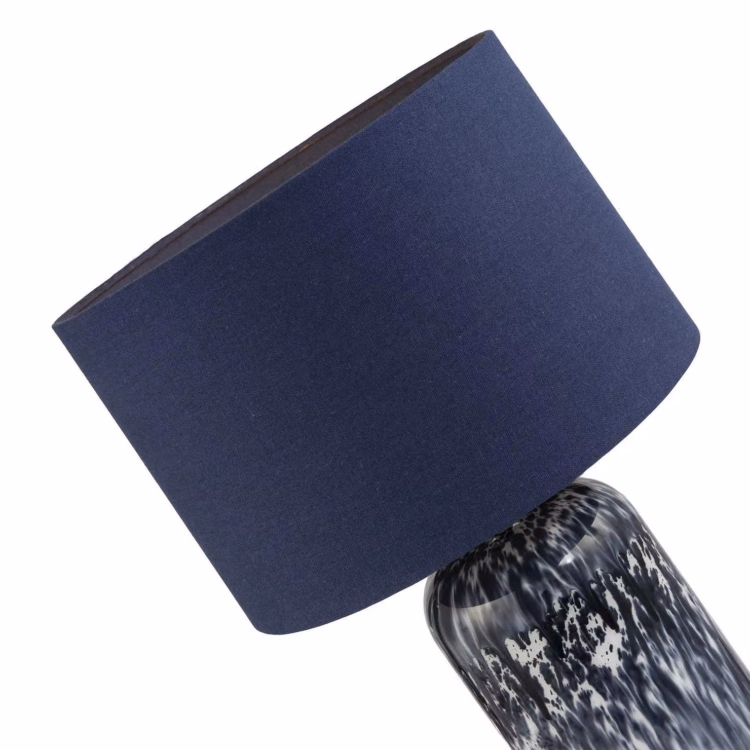 Happy Homewares Modern Marble Drip Snowflake Glass Table Lamp with Linen Shade in Midnight Blue, H 46 cm x W 30 cm – 3
