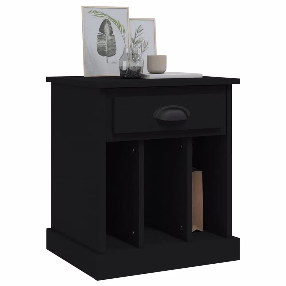Berkfield Home Set of 2 Black Matt Bedside Cabinets, W/D/H: 43 x 36 x 50 cm – 3