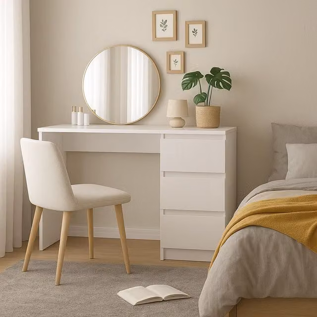 LUXURY LIFE Carlton Matt Dressing Table with 3 Drawers in White