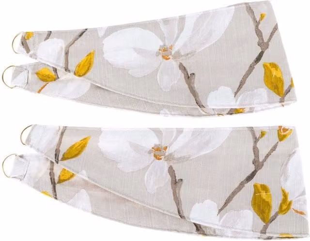 Homescapes Anita Floral Tie Back Pair in Yellow, Beige and Multicolour