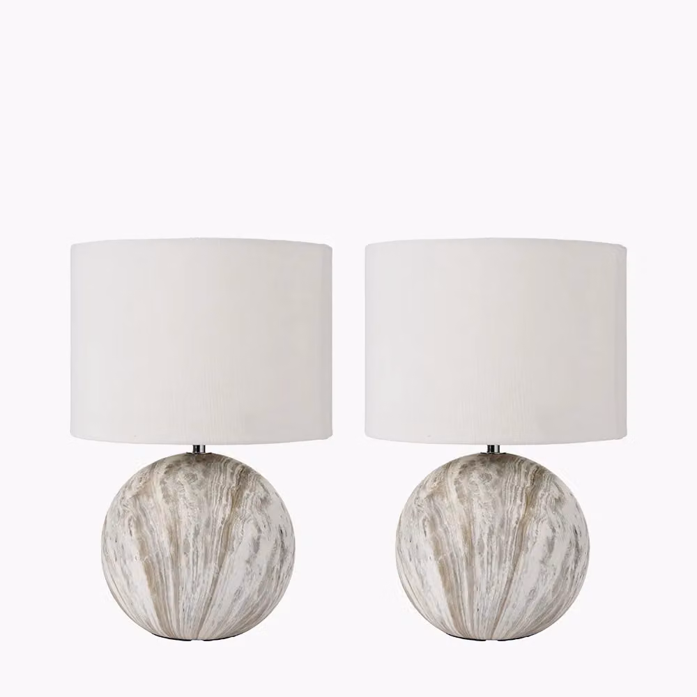 Ruma Set of 2 Viejo Grey Stone Effect Ceramic Table Lamps – 2