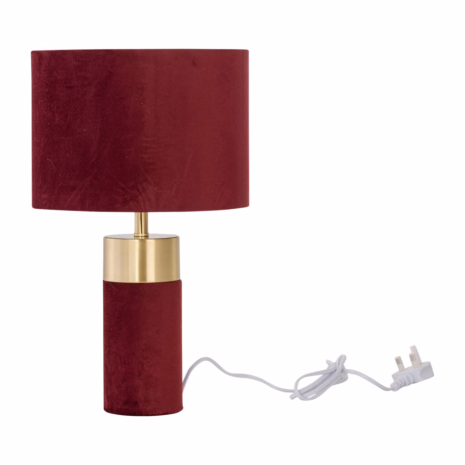 First Choice Lighting Set of 2 Burgundy Velvet Table Lamps with Brass Detail – 3
