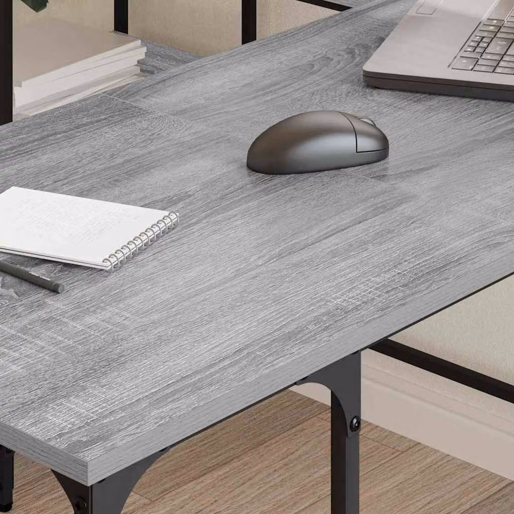Berkfield Home Grey Sonoma Corner Desk in Engineered Wood W/D/H: 139 x 139 x 75 cm – 3