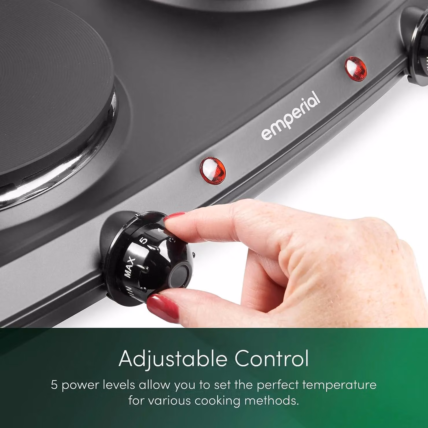 Emperial Double Electric Hot Plate Portable Table Top Cooker, 2250W, Black – 5