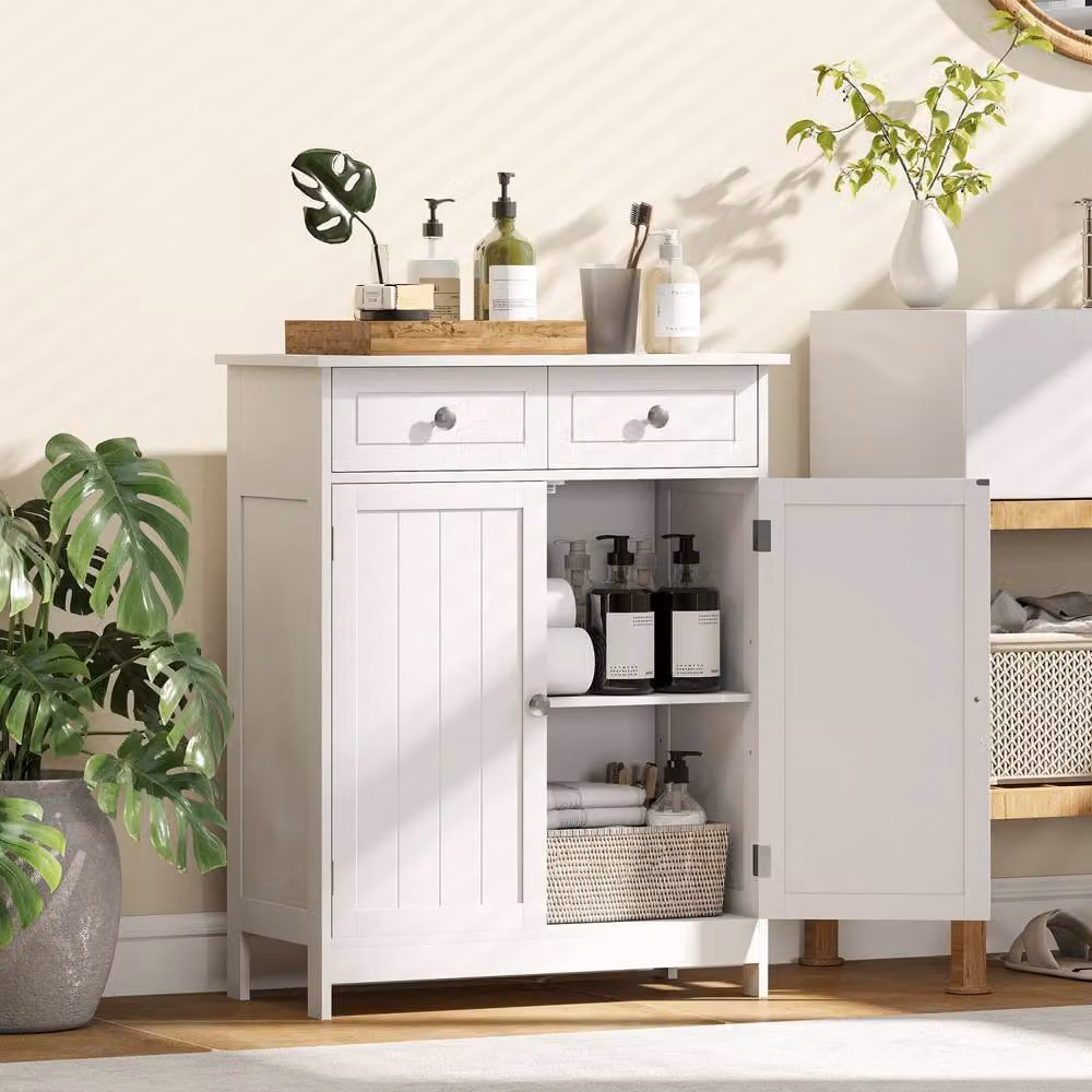 Wyld Haus Zilu Freestanding Bathroom Cabinet in White with Drawers and Cupboard, W/D/H: 60 x 30 x 75 cm – 3