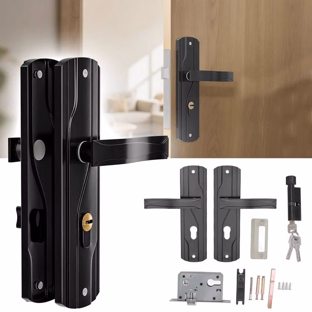PAWNORA Matt Black Stainless Steel Lever Lock Set with Long Backplate, 3 Pack – 2